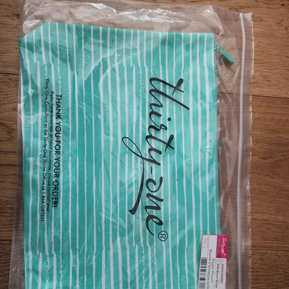 Thirty-One Miami Stripe Zipper Pouch